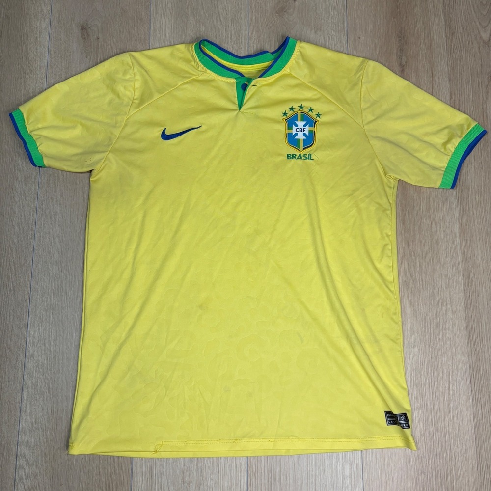 Nike‎ Brazil National Team Soccer Jersey Mens Large Yellow Dri-FIT CBF 2022-23